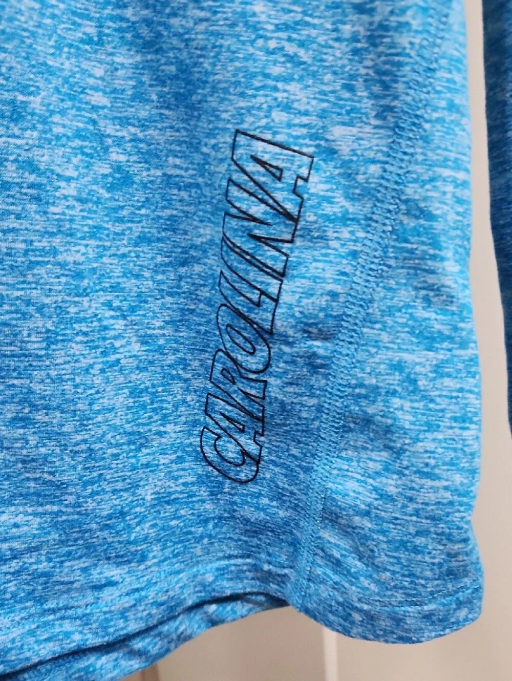 Nike Dri-Fit Women's Carolina Panthers Heathered Light Blue Quarter-Zip Pullover